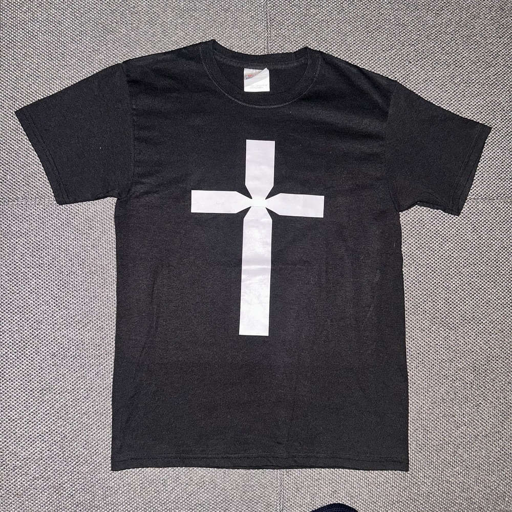 Vintage 90s Jesus Christ Big Cross Christian Religious T-Shirt Men's Small Black
